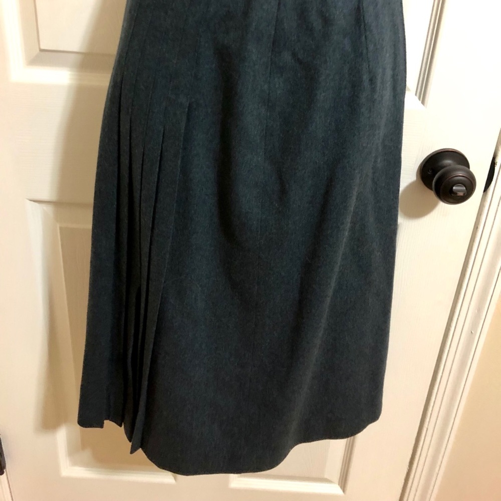 Vintage charcoal pleated wool pencil skirt